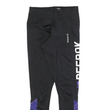 REEBOK Womens Joggers Black & Purple Slim Skinny S W24 L27 Logo Print Activewear
