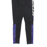 REEBOK Womens Joggers Black & Purple Slim Skinny S W24 L27 Logo Print Activewear