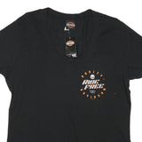HARLEY DAVIDSON Womens Black Ride Free Graphic T-Shirt 2XL Short Sleeve V-Neck