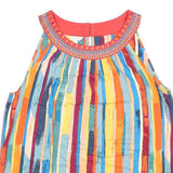 MONSOON Womens Multicolour Striped Sleeveless Round Neck Top L Summer Boho