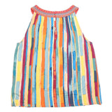 MONSOON Womens Multicolour Striped Sleeveless Round Neck Top L Summer Boho