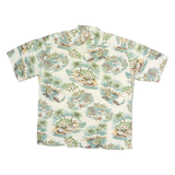 PIERRE CARDIN Mens Cream & Green Hawaiian Shirt M Cotton Tropical Print Summer