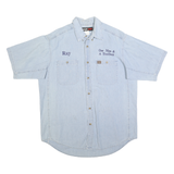 WRANGLER Mens Blue Workwear Shirt XL Embroidered Buttons Casual Cotton Blend