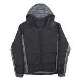 FILA Mens Black & Grey Puffer Jacket XL Polyester Zip Hooded Plain Sportswear