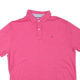 TOMMY HILFIGER Mens Pink Short Sleeve Polo Shirt L Classic Logo Cotton Blend