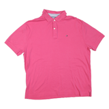 TOMMY HILFIGER Mens Pink Short Sleeve Polo Shirt L Classic Logo Cotton Blend