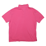 TOMMY HILFIGER Mens Pink Short Sleeve Polo Shirt L Classic Logo Cotton Blend