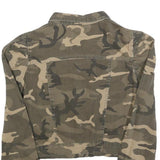 ROBIN Womens Beige & Green Camouflage Button Jacket UK 10 Cotton Blend Cropped
