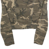 ROBIN Womens Beige & Green Camouflage Button Jacket UK 10 Cotton Blend Cropped