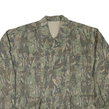 Mens Green Camouflage Button Jacket XL Cotton Blend Casual Outdoor Style