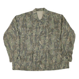 Mens Green Camouflage Button Jacket XL Cotton Blend Casual Outdoor Style