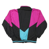 BOOOO Mens Black & Pink Colourblock Zip Jacket S Polyester Blend Casual Retro