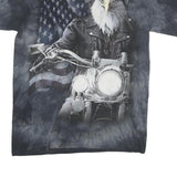 THE MOUNTAIN Mens Black Tie Dye Eagle Motorcycle T-Shirt L Short Sleeve Crew