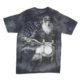 THE MOUNTAIN Mens Black Tie Dye Eagle Motorcycle T-Shirt L Short Sleeve Crew