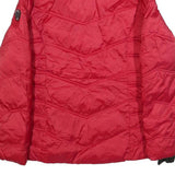NAUTICA Womens Red Jacket L Polyester Blend Quilted Zip Faux Fur Collar Warm