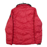 NAUTICA Womens Red Jacket L Polyester Blend Quilted Zip Faux Fur Collar Warm