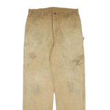 CARHARTT Mens Regular Fit Beige Cotton Blend Denim Jeans W36 L36 Workwear Zip