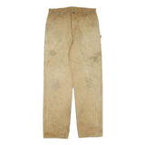 CARHARTT Mens Regular Fit Beige Cotton Blend Denim Jeans W36 L36 Workwear Zip