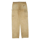 CARHARTT Mens Regular Fit Beige Cotton Blend Denim Jeans W36 L36 Workwear Zip