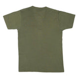 Mens Green V-Neck Plain Cotton Blend T-Shirt S Short Sleeve Casual