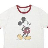 DISNEY Mens White & Maroon Mickey Mouse Graphic T-Shirt L Short Sleeve Crew Neck