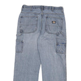 DICKIES Mens Relaxed Light Blue Denim Jeans W32 L28 Workwear Straight Fit Zip