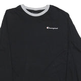CHAMPION Mens Black & Grey Long Sleeve Crew Neck Graphic T-Shirt M Cotton Blend