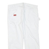 DICKIES Mens Cotton Blend White Regular Straight Trousers W37 L26 Workwear