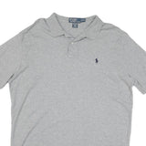 POLO RALPH LAUREN Mens Grey Short Sleeve Plain XL Cotton Blend Polo Shirt Casual