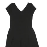 LAUREN RALPH LAUREN Womens Black Fit & Flare Polyester Dress S V-Neck Cap Sleeve
