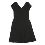 LAUREN RALPH LAUREN Womens Black Fit & Flare Polyester Dress S V-Neck Cap Sleeve