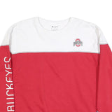 CHAMPION Mens Red & White Ohio State Crew Neck L Sweatshirt Rugby Style