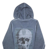 PHILIPP PLEIN Mens Blue Pullover M Cotton Blend Skull Print Zip Hoodie