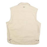 SDS Mens Cream Cotton Waistcoat XL Woven Zip Pocket Utility Outdoor