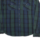 GREAT NORTHWEST Mens Blue & Green Plaid Shirt XL Cotton Blend Long Sleeve Casual