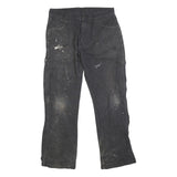 DICKIES Mens Cotton Blend Black Regular Straight Trousers W34 L29 Workwear Zip