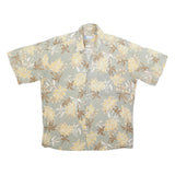 HALF MOON BAY Mens Beige & Brown Floral Cotton Shirt L Summer Casual Hawaiian