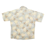 HALF MOON BAY Mens Beige & Brown Floral Cotton Shirt L Summer Casual Hawaiian