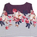 JOULES Womens Navy & White Stripe Floral Print Cotton Blend Top Long Sleeve