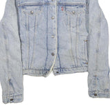 LEVI'S Mens Blue Denim Sherpa Collar Jacket M Cotton Button Casual Outerwear