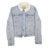 LEVI'S Mens Blue Denim Sherpa Collar Jacket M Cotton Button Casual Outerwear