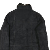 MANTEAUX Womens Black Faux Fur Collar Button Jacket XL Polyester Blend Warm