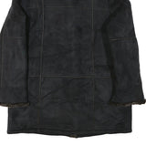 MANTEAUX Womens Black Faux Fur Collar Button Jacket XL Polyester Blend Warm