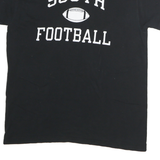 Mens Black South Football Graphic T-Shirt S Short Sleeve Crew Neck Casual Cotton