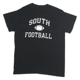 Mens Black South Football Graphic T-Shirt S Short Sleeve Crew Neck Casual Cotton