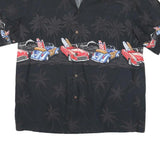 KY'S Mens Black Hawaiian Shirt M Vintage Surf Cars Palm Trees