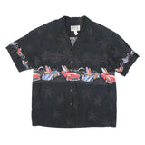 KY'S Mens Black Hawaiian Shirt M Vintage Surf Cars Palm Trees