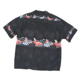 KY'S Mens Black Hawaiian Shirt M Vintage Surf Cars Palm Trees