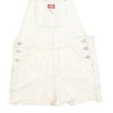 DICKIES Womens White Cotton Blend Short Dungarees M W36 L3 Workwear Casual