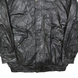 Mens Black Leather Jacket 2XL Zip Closure Classic Fit Plain Stylish Outerwear